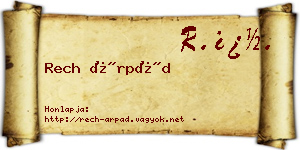 Rech Árpád névjegykártya